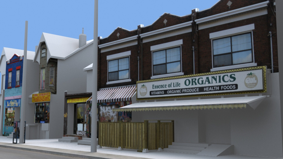 WIP (2009): Scene and Props - Kensington Market, Toronto (3dsMax, Photoshop, Mudbox, Crazybump) (All work copyright © Christopher Babic unless otherwise noted)
